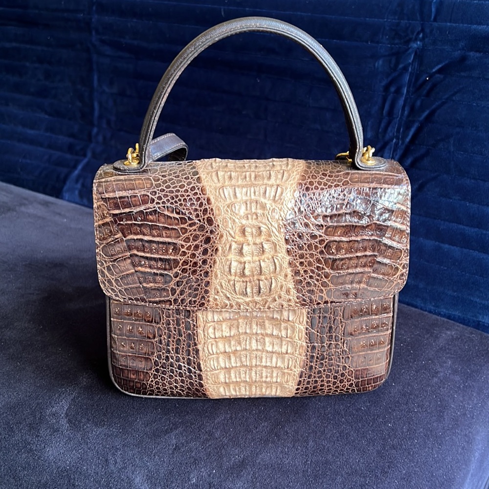 Genuine crocodile skin bag with strap
